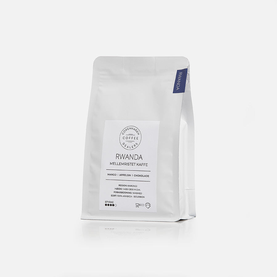 250g eksklusive espresso bønner fra Rwanda, perfekt ristet for en dyb og aromatisk espresso oplevelse