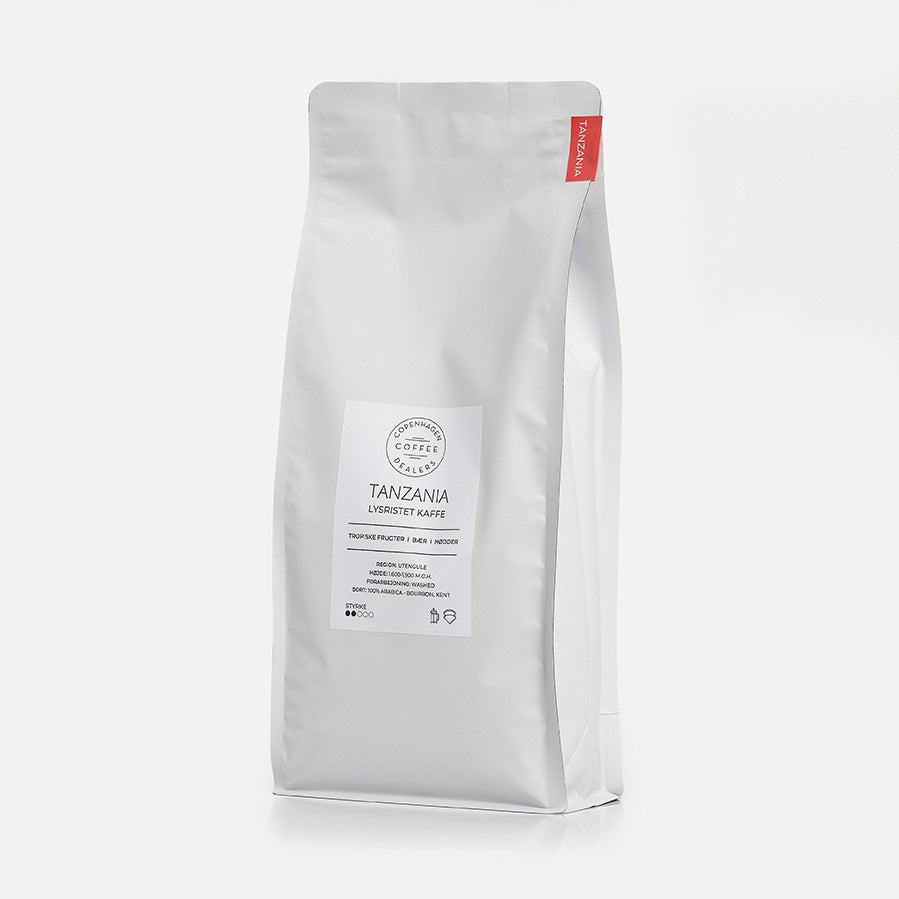 1000g af vores fineste lysristede kaffe fra Tanzania, perfekt for kaffeentusiaster, der søger en unik og forfriskende smagsprofil