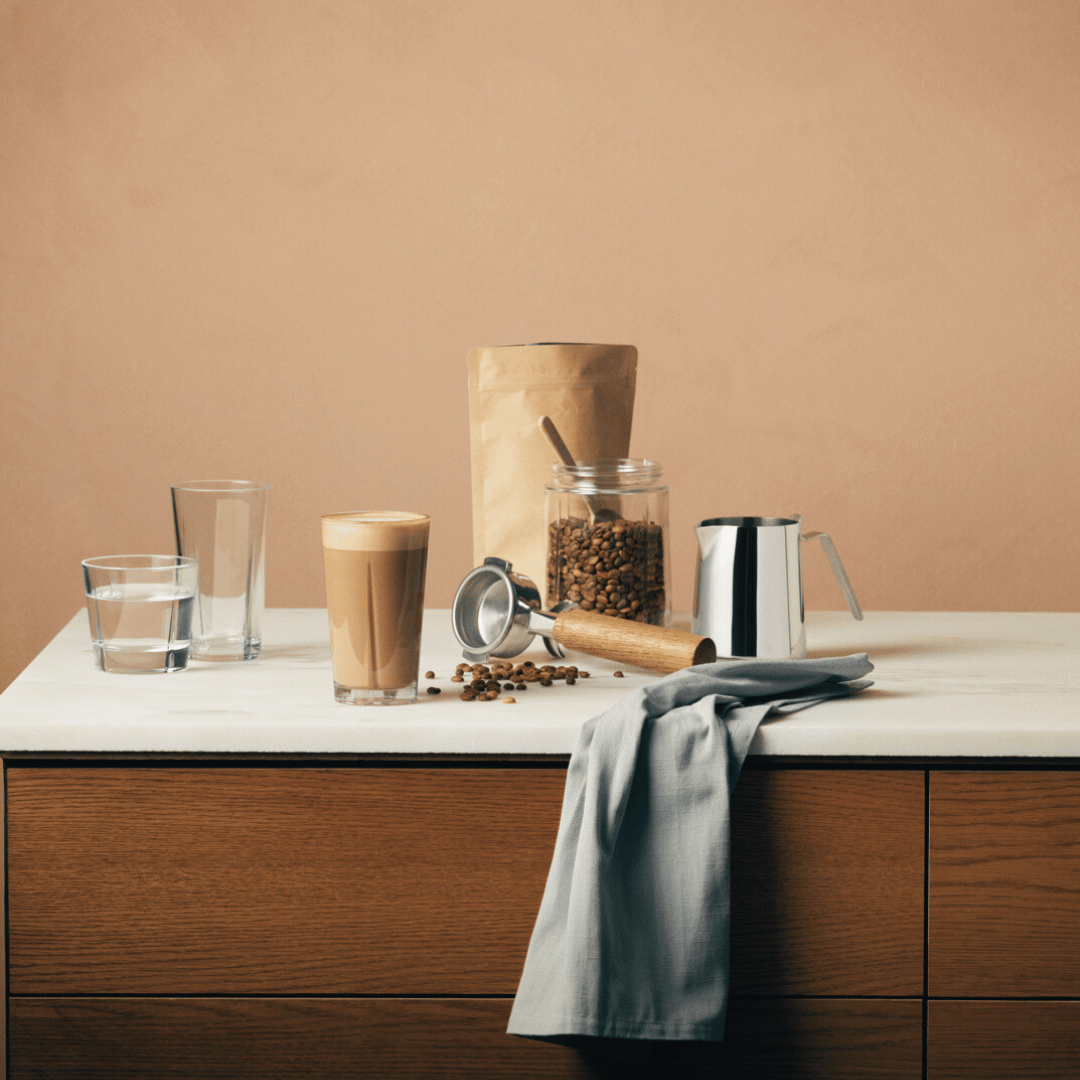 Nyd en varm kop kaffe i Rosendahl Grand Cru Caféglas, fremstillet af holdbart og varmebestandigt glas.