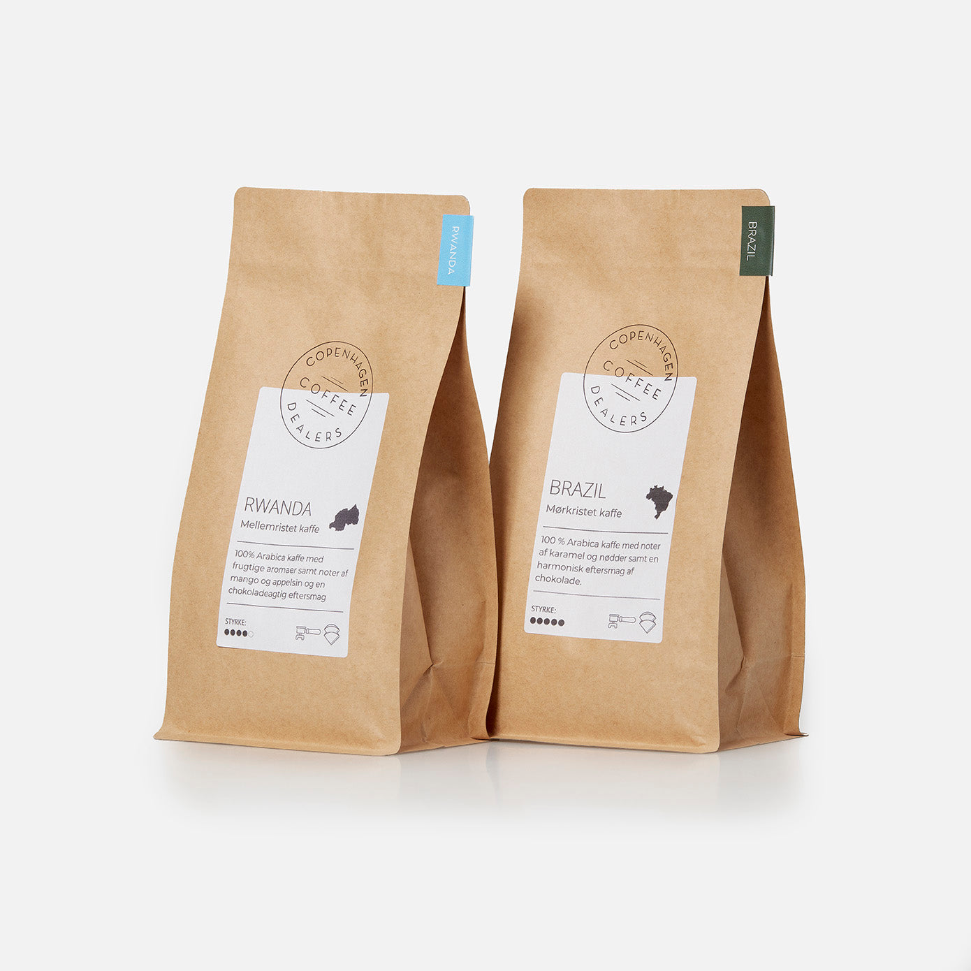 Nyd vores 2x500g kaffepakke, der kombinerer det bedste fra Rwandas og Brasiliens kaffeverdener, ideel for dem, der elsker variation
